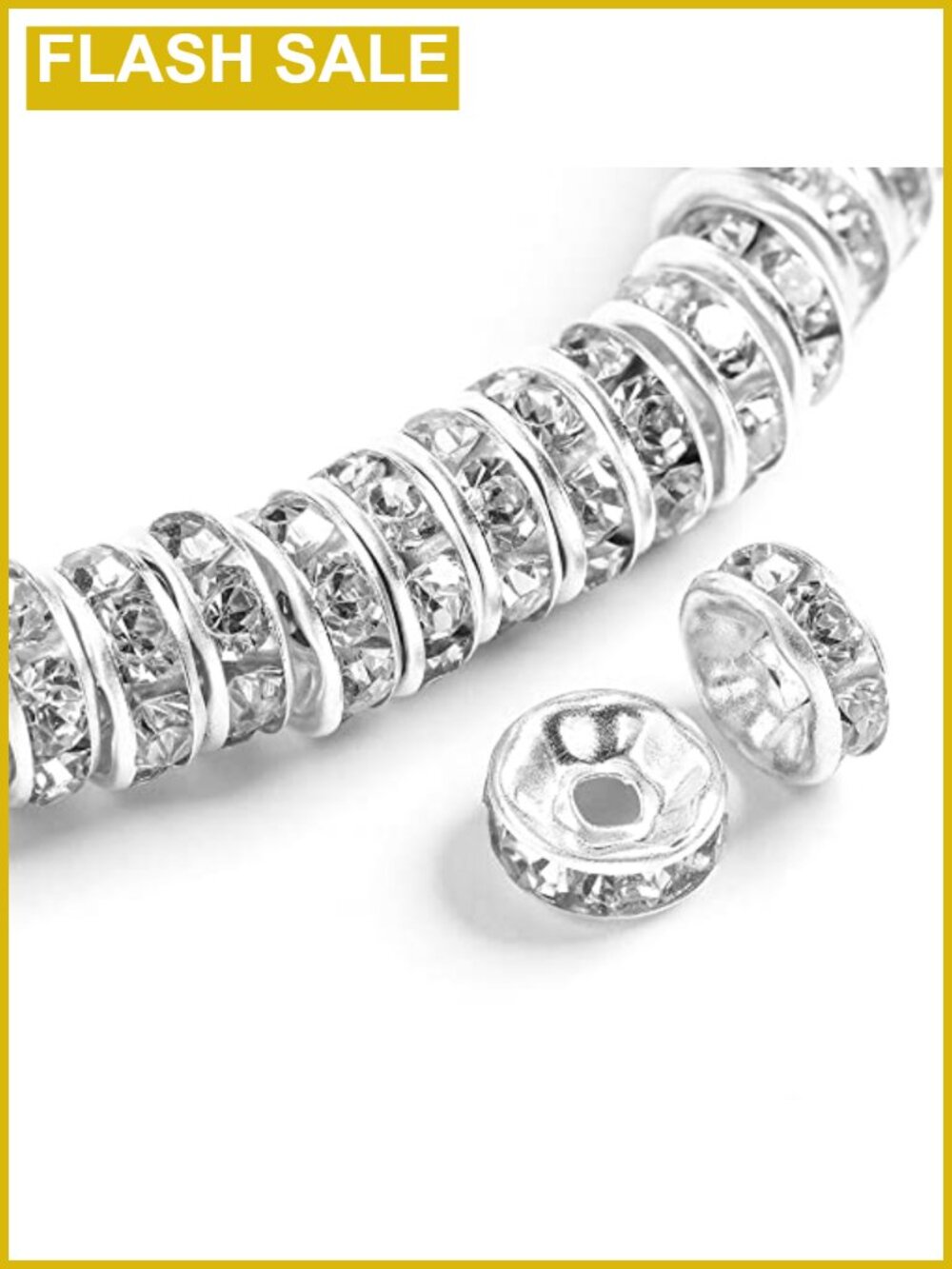 200 Pcs 4mm Crystal Rondelle Spacer Beads Silver Plated Jewelry Making
